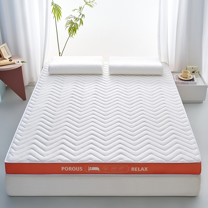 91家纺网 家纺一手货源 找家纺 合纵跨境工厂 2025新款17/25D记忆海绵床垫跨境外贸JIT一件代发TEMU亚马逊希音包过核价立体波浪款 立体波浪-橙边白 9cm