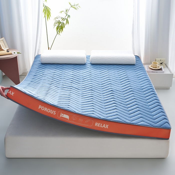 91家纺网 家纺一手货源 找家纺 合纵跨境工厂 2025新款17/25D记忆海绵床垫跨境外贸JIT一件代发TEMU亚马逊希音包过核价立体波浪款 立体波浪-蓝 9cm