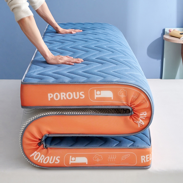 91家纺网 家纺一手货源 找家纺 合纵跨境工厂 2025新款17/25D记忆海绵床垫跨境外贸JIT一件代发TEMU亚马逊希音包过核价立体波浪款 立体波浪-蓝 9cm