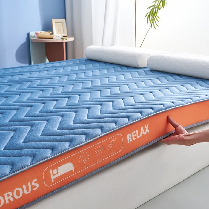 91家纺网 家纺一手货源 找家纺 合纵跨境工厂 2025新款17/25D记忆海绵床垫跨境外贸JIT一件代发TEMU亚马逊希音包过核价立体波浪款 立体波浪-蓝 9cm