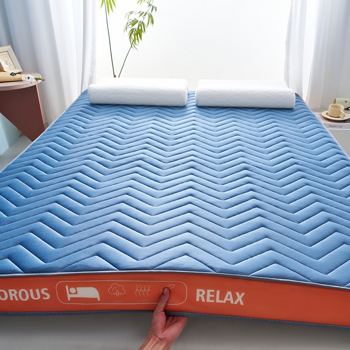 91家纺网 家纺一手货源 找家纺 合纵跨境工厂 2025新款17/25D记忆海绵床垫跨境外贸JIT一件代发TEMU亚马逊希音包过核价立体波浪款 立体波浪-蓝 9cm
