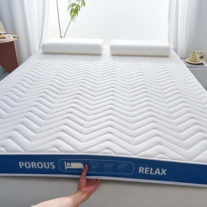 91家纺网 家纺一手货源 找家纺 合纵跨境工厂 2025新款17/25D记忆海绵床垫跨境外贸JIT一件代发TEMU亚马逊希音包过核价立体波浪款 立体波浪-蓝边白 5cm