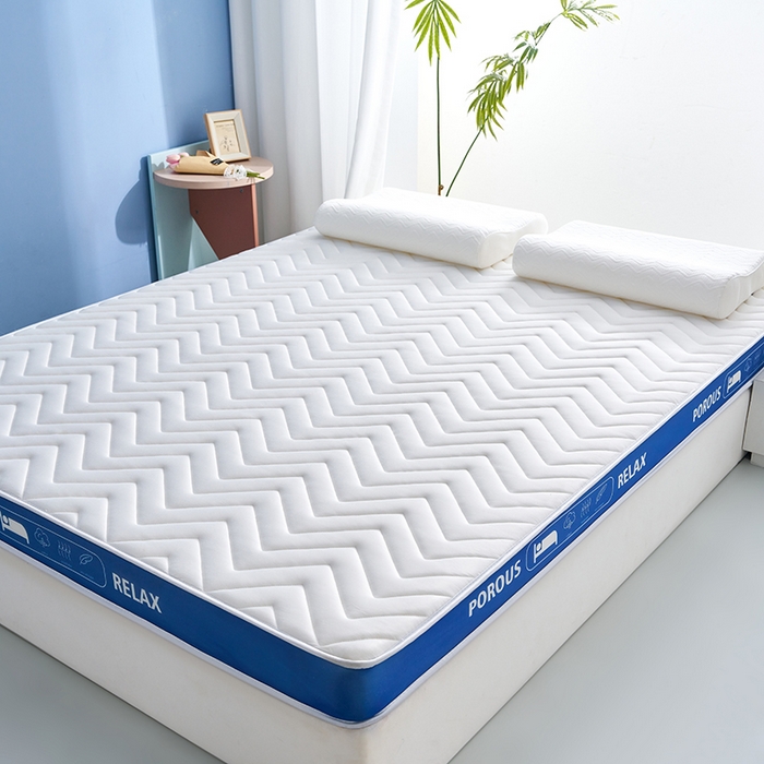 91家纺网 家纺一手货源 找家纺 合纵跨境工厂 2025新款17/25D记忆海绵床垫跨境外贸JIT一件代发TEMU亚马逊希音包过核价立体波浪款 立体波浪-蓝边白 5cm