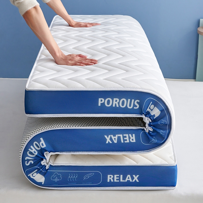 91家纺网 家纺一手货源 找家纺 合纵跨境工厂 2025新款17/25D记忆海绵床垫跨境外贸JIT一件代发TEMU亚马逊希音包过核价立体波浪款 立体波浪-蓝边白 9cm