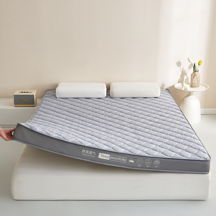 91家纺网 家纺一手货源 找家纺 合纵跨境工厂 2025新款17/25D记忆海绵床垫跨境外贸JIT一件代发TEMU亚马逊希音包过核价立体水波纹 立体回字格灰