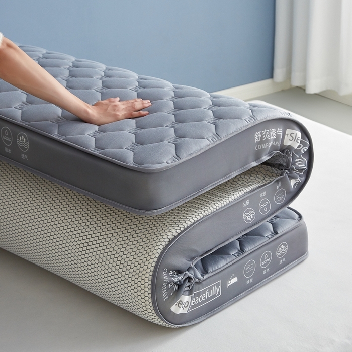 91家纺网 家纺一手货源 找家纺 合纵跨境工厂 2025新款17/25D记忆海绵床垫跨境外贸JIT一件代发TEMU亚马逊希音包过核价立体水波纹 立体回字格灰