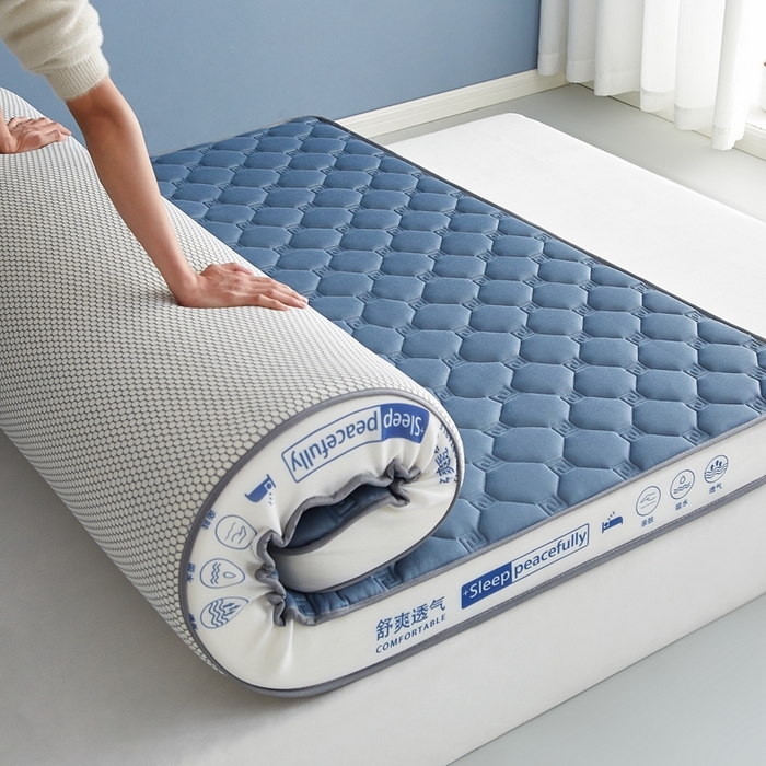 91家纺网 家纺一手货源 找家纺 合纵跨境工厂 2025新款17/25D记忆海绵床垫跨境外贸JIT一件代发TEMU亚马逊希音包过核价立体水波纹 立体回字格蓝