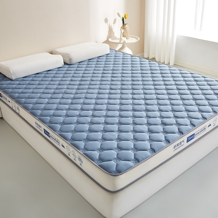 91家纺网 家纺一手货源 找家纺 合纵跨境工厂 2025新款17/25D记忆海绵床垫跨境外贸JIT一件代发TEMU亚马逊希音包过核价立体水波纹 立体回字格蓝