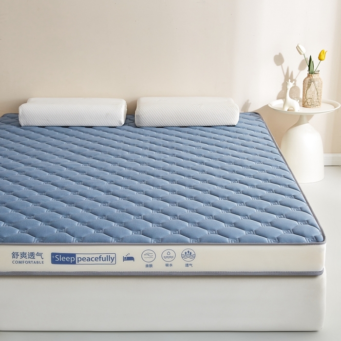91家纺网 家纺一手货源 找家纺 合纵跨境工厂 2025新款17/25D记忆海绵床垫跨境外贸JIT一件代发TEMU亚马逊希音包过核价立体水波纹 立体回字格蓝