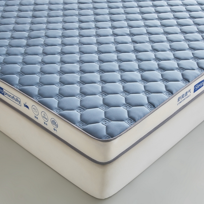 91家纺网 家纺一手货源 找家纺 合纵跨境工厂 2025新款17/25D记忆海绵床垫跨境外贸JIT一件代发TEMU亚马逊希音包过核价立体水波纹 立体回字格蓝