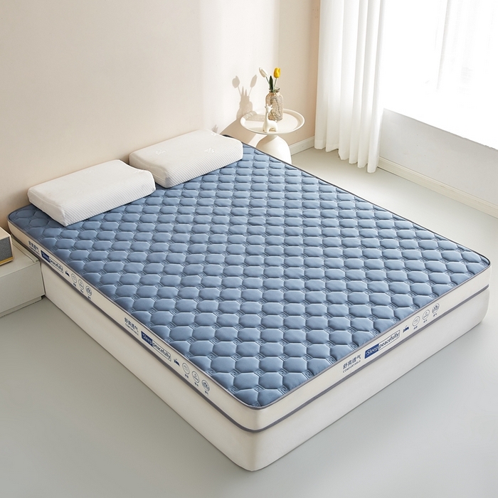 91家纺网 家纺一手货源 找家纺 合纵跨境工厂 2025新款17/25D记忆海绵床垫跨境外贸JIT一件代发TEMU亚马逊希音包过核价立体水波纹 立体回字格蓝