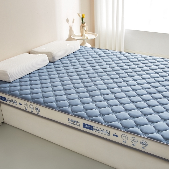 91家纺网 家纺一手货源 找家纺 合纵跨境工厂 2025新款17/25D记忆海绵床垫跨境外贸JIT一件代发TEMU亚马逊希音包过核价立体水波纹 立体回字格蓝
