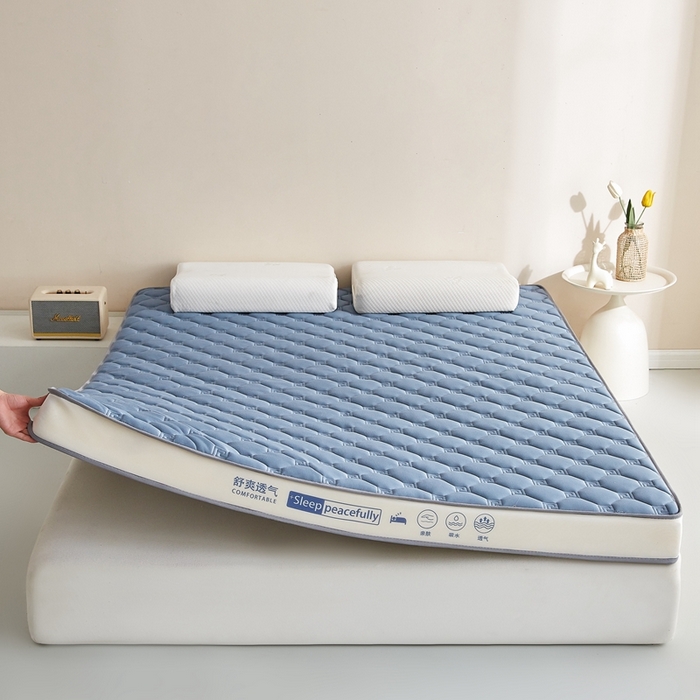 91家纺网 家纺一手货源 找家纺 合纵跨境工厂 2025新款17/25D记忆海绵床垫跨境外贸JIT一件代发TEMU亚马逊希音包过核价立体水波纹 立体回字格蓝
