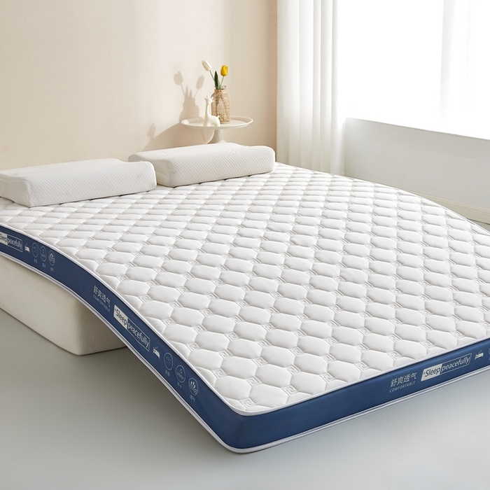 91家纺网 家纺一手货源 找家纺 合纵跨境工厂 2025新款17/25D记忆海绵床垫跨境外贸JIT一件代发TEMU亚马逊希音包过核价立体水波纹 立体回字格深蓝边白