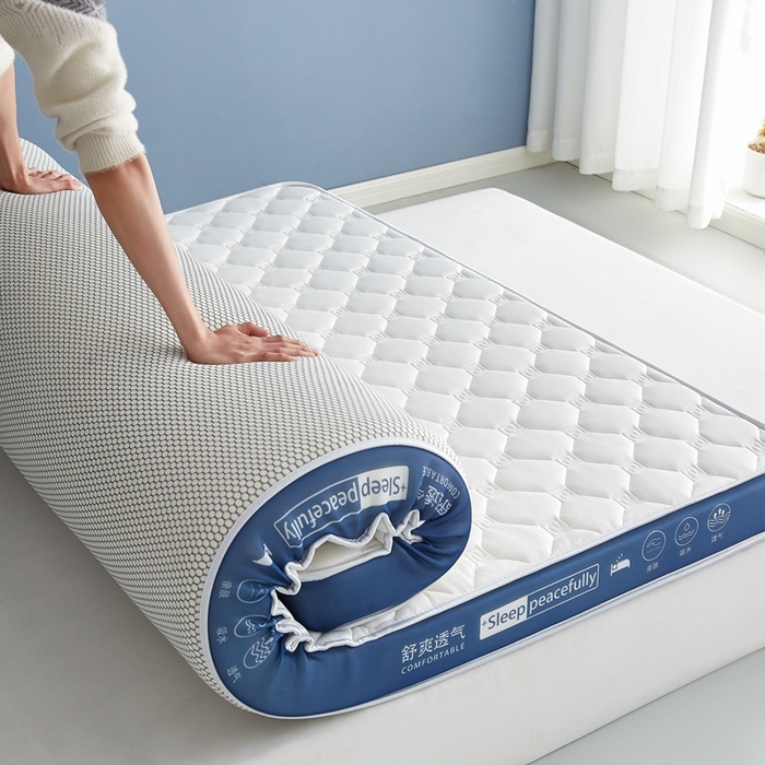 91家纺网 家纺一手货源 找家纺 合纵跨境工厂 2025新款17/25D记忆海绵床垫跨境外贸JIT一件代发TEMU亚马逊希音包过核价立体水波纹 立体回字格深蓝边白