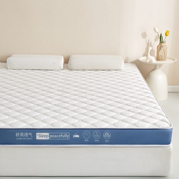 91家纺网 家纺一手货源 找家纺 合纵跨境工厂 2025新款17/25D记忆海绵床垫跨境外贸JIT一件代发TEMU亚马逊希音包过核价立体水波纹 立体回字格深蓝边白