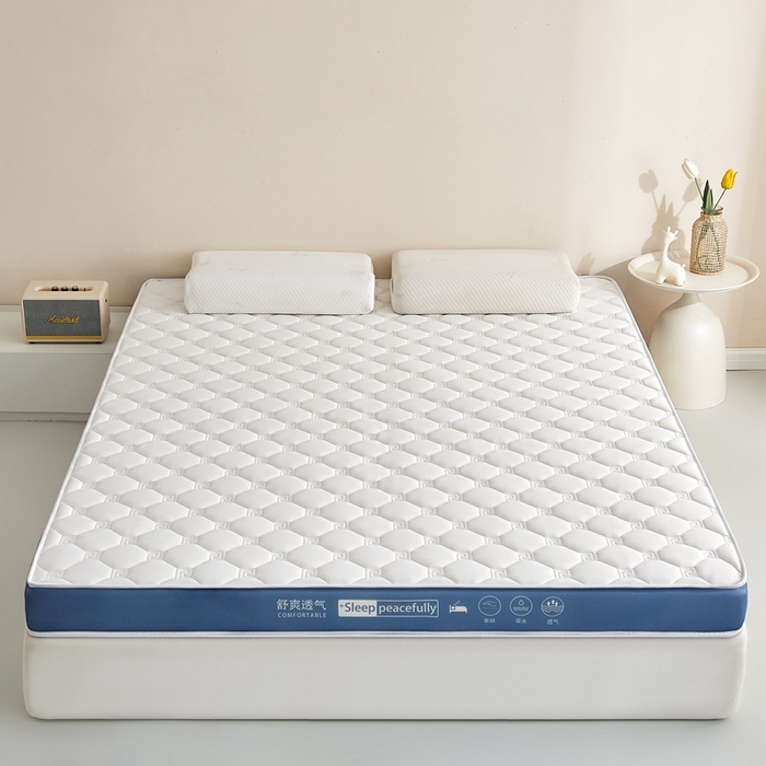 91家纺网 家纺一手货源 找家纺 合纵跨境工厂 2025新款17/25D记忆海绵床垫跨境外贸JIT一件代发TEMU亚马逊希音包过核价立体水波纹 立体回字格深蓝边白