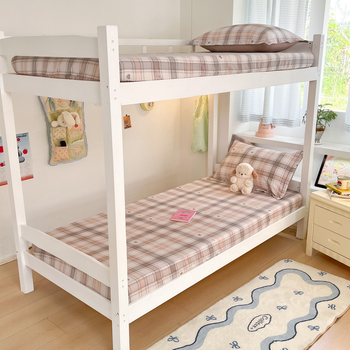 91家纺网 家纺一手货源 找家纺 铭成家纺 2025新款全棉印花学生单床笠系列 拿铁米