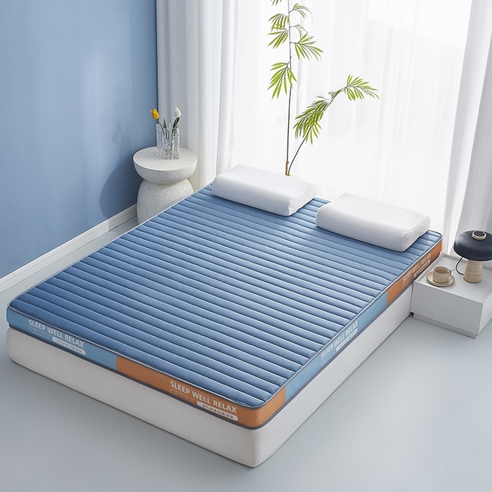 91家纺网 家纺一手货源 找家纺 合纵跨境工厂 2025新款记忆海绵床垫跨境外贸JIT一件代发TEMU亚马逊希音包过核价立体横条 立体横条-蓝 5cm