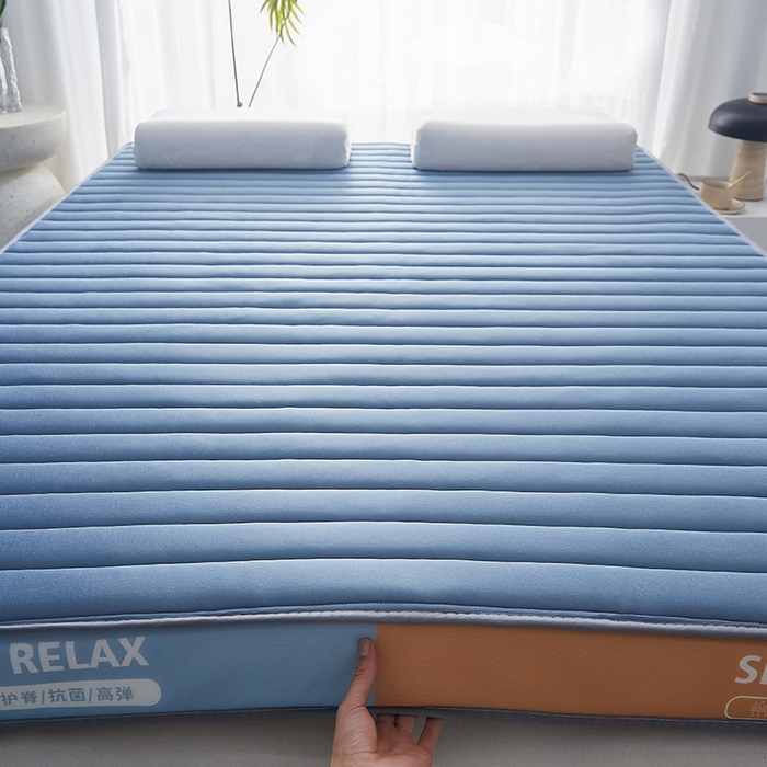 91家纺网 家纺一手货源 找家纺 合纵跨境工厂 2025新款记忆海绵床垫跨境外贸JIT一件代发TEMU亚马逊希音包过核价立体横条 立体横条-蓝 5cm