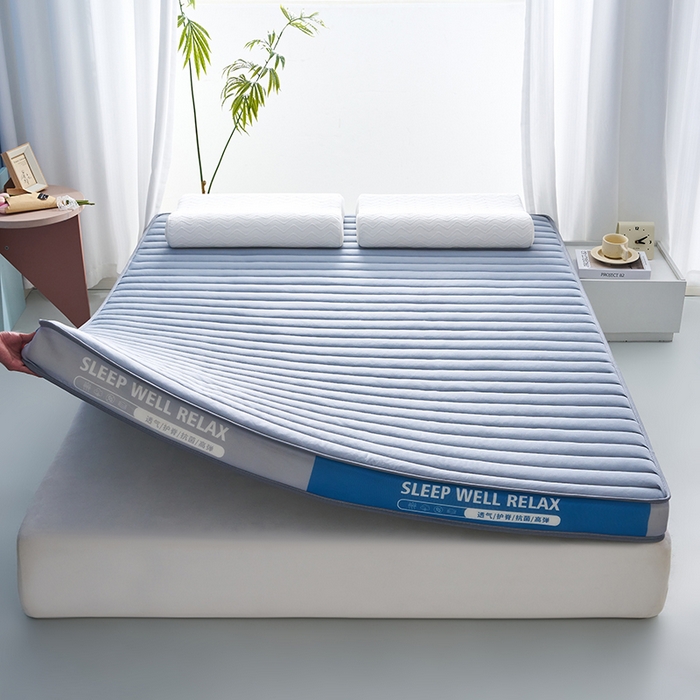 91家纺网 家纺一手货源 找家纺 合纵跨境工厂 2025新款记忆海绵床垫跨境外贸JIT一件代发TEMU亚马逊希音包过核价立体横条 立体横条-灰 9cm