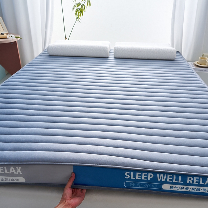 91家纺网 家纺一手货源 找家纺 合纵跨境工厂 2025新款记忆海绵床垫跨境外贸JIT一件代发TEMU亚马逊希音包过核价立体横条 立体横条-灰 9cm