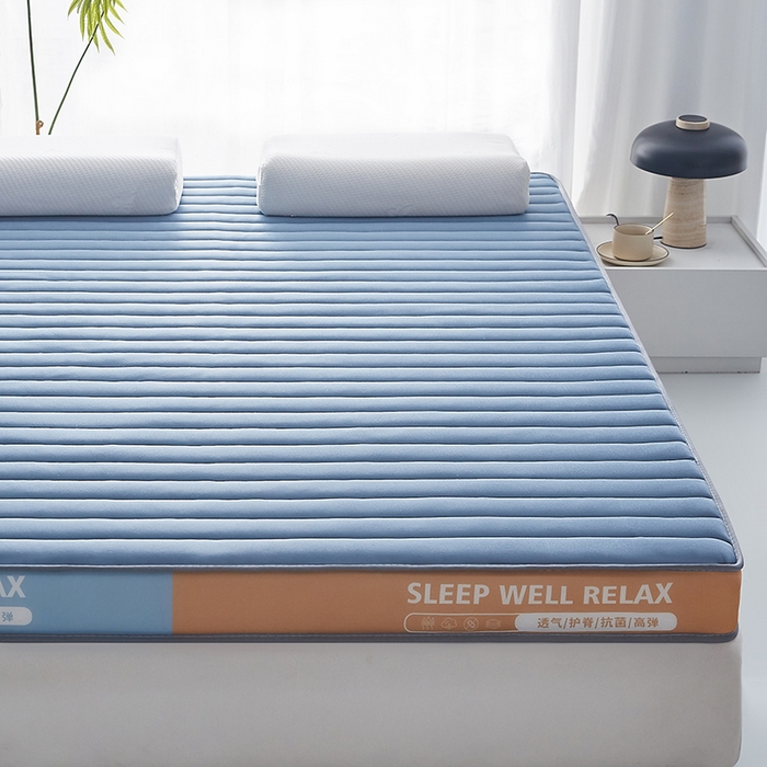 91家纺网 家纺一手货源 找家纺 合纵跨境工厂 2025新款记忆海绵床垫跨境外贸JIT一件代发TEMU亚马逊希音包过核价立体横条 立体横条-蓝 9cm