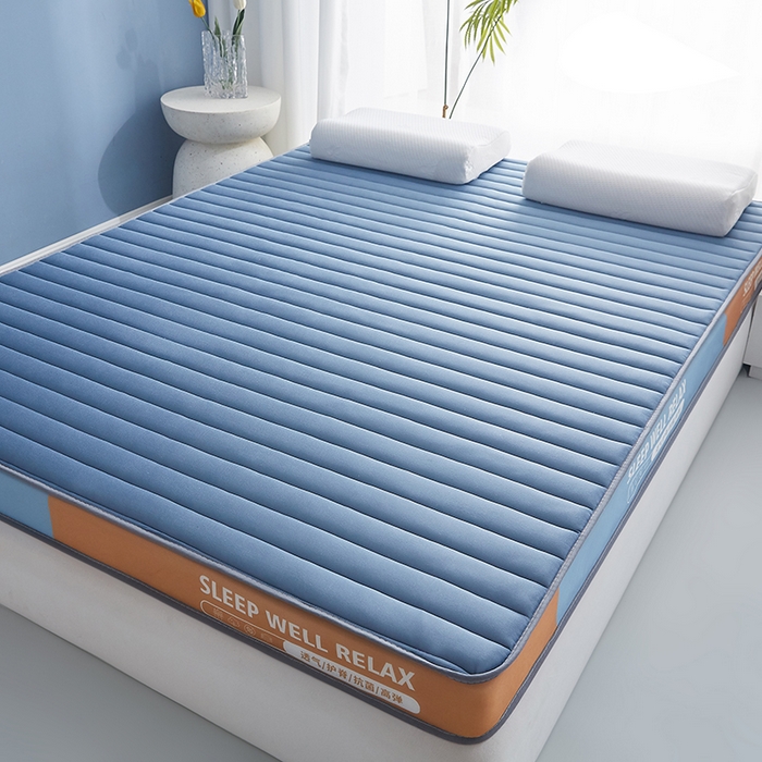 91家纺网 家纺一手货源 找家纺 合纵跨境工厂 2025新款记忆海绵床垫跨境外贸JIT一件代发TEMU亚马逊希音包过核价立体横条 立体横条-蓝 9cm