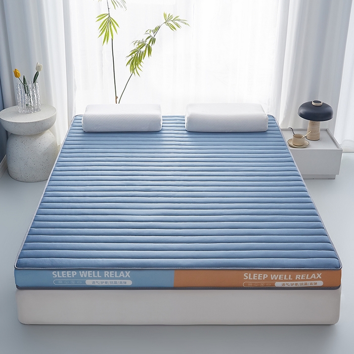 91家纺网 家纺一手货源 找家纺 合纵跨境工厂 2025新款记忆海绵床垫跨境外贸JIT一件代发TEMU亚马逊希音包过核价立体横条 立体横条-蓝 9cm