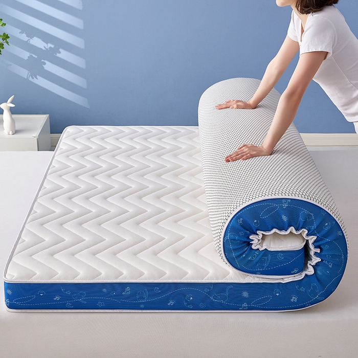 91家纺网 家纺一手货源 找家纺 合纵跨境工厂 2025新款17/25D记忆海绵床垫跨境外贸JIT一件代发TEMU亚马逊希音包过核价立体月亮款 立体月亮款-蓝边白 5cm