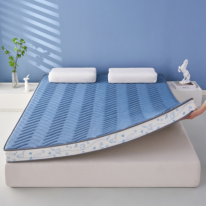 91家纺网 家纺一手货源 找家纺 合纵跨境工厂 2025新款17/25D记忆海绵床垫跨境外贸JIT一件代发TEMU亚马逊希音包过核价立体月亮款 立体月亮款-蓝 5cm