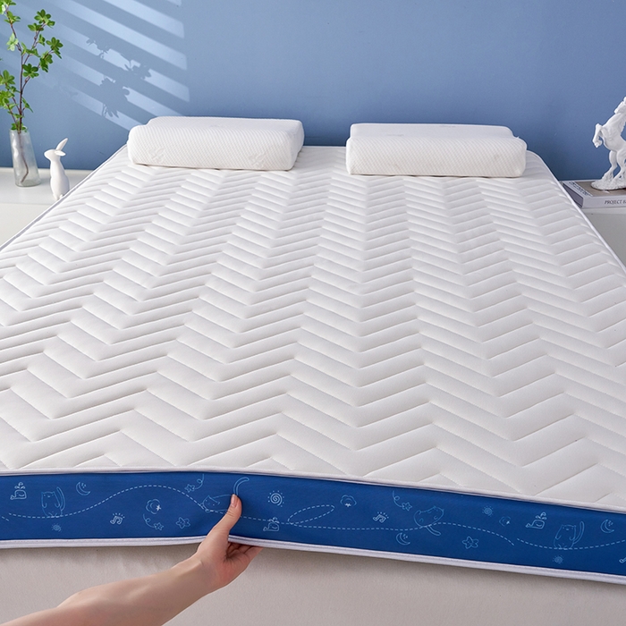 91家纺网 家纺一手货源 找家纺 合纵跨境工厂 2025新款17/25D记忆海绵床垫跨境外贸JIT一件代发TEMU亚马逊希音包过核价立体月亮款 立体月亮款-蓝边白 9cm