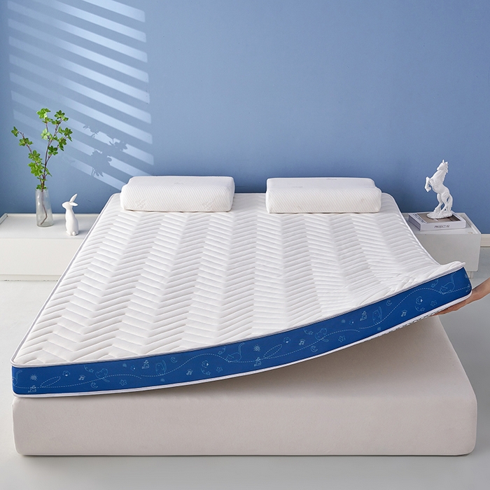 91家纺网 家纺一手货源 找家纺 合纵跨境工厂 2025新款17/25D记忆海绵床垫跨境外贸JIT一件代发TEMU亚马逊希音包过核价立体月亮款 立体月亮款-蓝边白 9cm