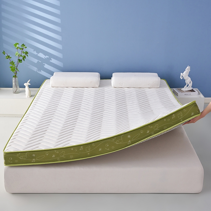 91家纺网 家纺一手货源 找家纺 合纵跨境工厂 2025新款17/25D记忆海绵床垫跨境外贸JIT一件代发TEMU亚马逊希音包过核价立体月亮款 立体月亮款-绿边白 9cm