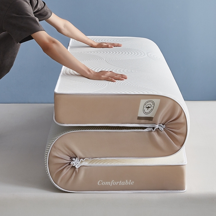 合纵跨境工厂 2025新款17/25D记忆海绵床垫跨境外贸JIT一件代发TEMU亚马逊希音包过核价立体水波纹 立体水波纹针织咖边白