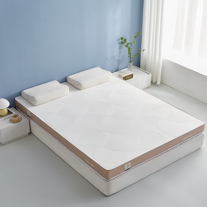 91家纺网 家纺一手货源 找家纺 合纵跨境工厂 2025新款17/25D记忆海绵床垫跨境外贸JIT一件代发TEMU亚马逊希音包过核价立体水波纹 立体水波纹针织咖边白