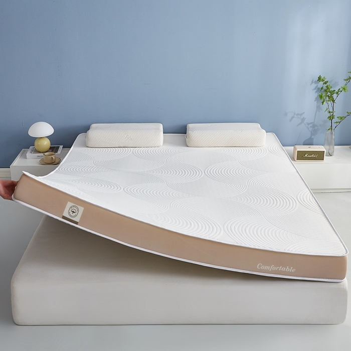 91家纺网 家纺一手货源 找家纺 合纵跨境工厂 2025新款17/25D记忆海绵床垫跨境外贸JIT一件代发TEMU亚马逊希音包过核价立体水波纹 立体水波纹针织咖边白