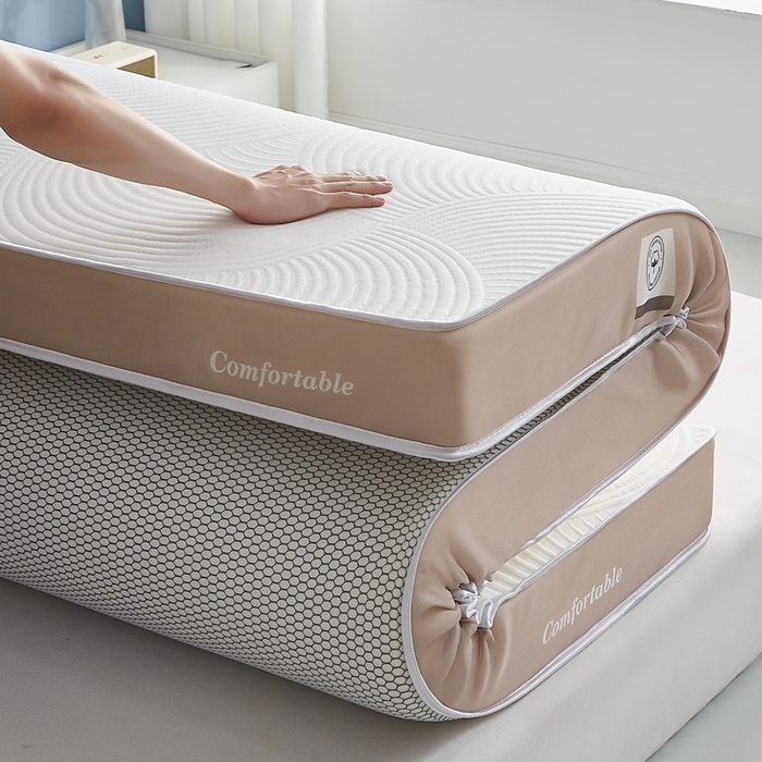 91家纺网 家纺一手货源 找家纺 合纵跨境工厂 2025新款17/25D记忆海绵床垫跨境外贸JIT一件代发TEMU亚马逊希音包过核价立体水波纹 立体水波纹针织咖边白