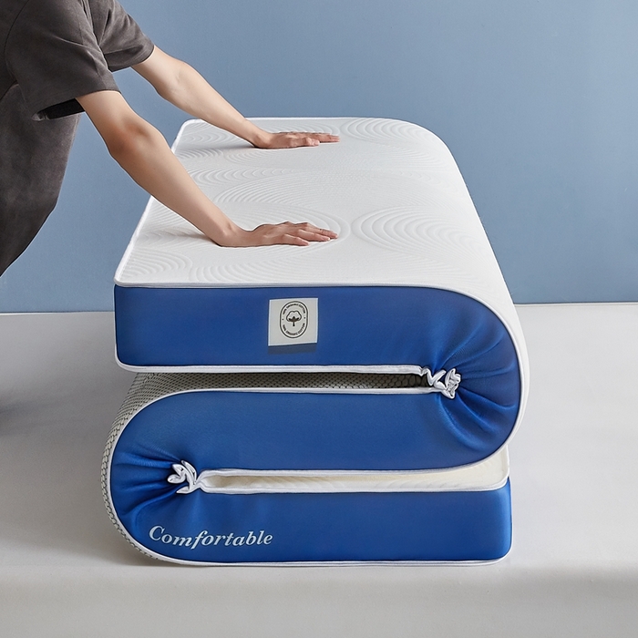 合纵跨境工厂 2025新款17/25D记忆海绵床垫跨境外贸JIT一件代发TEMU亚马逊希音包过核价立体水波纹 立体水波纹针织蓝边白