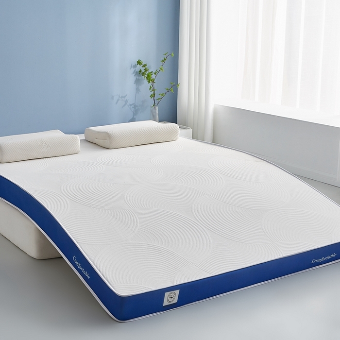 91家纺网 家纺一手货源 找家纺 合纵跨境工厂 2025新款17/25D记忆海绵床垫跨境外贸JIT一件代发TEMU亚马逊希音包过核价立体水波纹 立体水波纹针织蓝边白