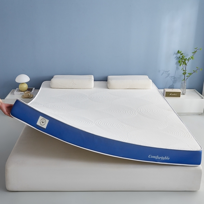 91家纺网 家纺一手货源 找家纺 合纵跨境工厂 2025新款17/25D记忆海绵床垫跨境外贸JIT一件代发TEMU亚马逊希音包过核价立体水波纹 立体水波纹针织蓝边白