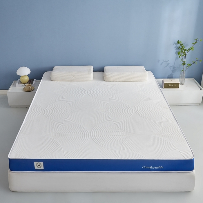 91家纺网 家纺一手货源 找家纺 合纵跨境工厂 2025新款17/25D记忆海绵床垫跨境外贸JIT一件代发TEMU亚马逊希音包过核价立体水波纹 立体水波纹针织蓝边白