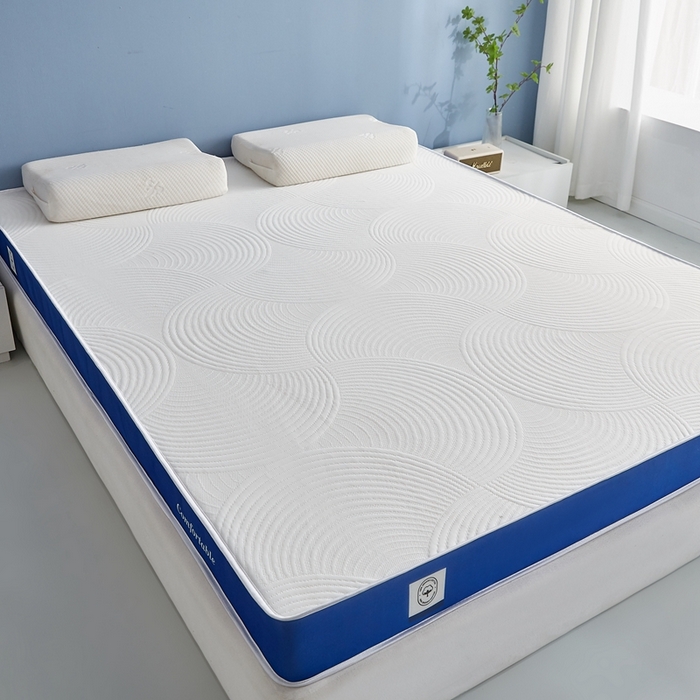 91家纺网 家纺一手货源 找家纺 合纵跨境工厂 2025新款17/25D记忆海绵床垫跨境外贸JIT一件代发TEMU亚马逊希音包过核价立体水波纹 立体水波纹针织蓝边白