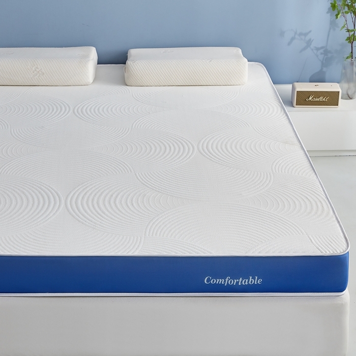 91家纺网 家纺一手货源 找家纺 合纵跨境工厂 2025新款17/25D记忆海绵床垫跨境外贸JIT一件代发TEMU亚马逊希音包过核价立体水波纹 立体水波纹针织蓝边白