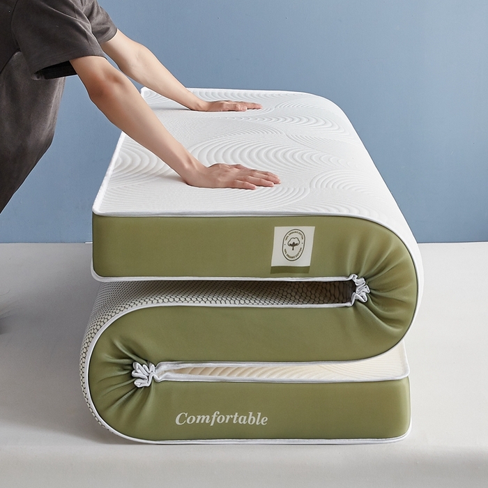 合纵跨境工厂 2025新款17/25D记忆海绵床垫跨境外贸JIT一件代发TEMU亚马逊希音包过核价立体水波纹 立体水波纹针织绿边白