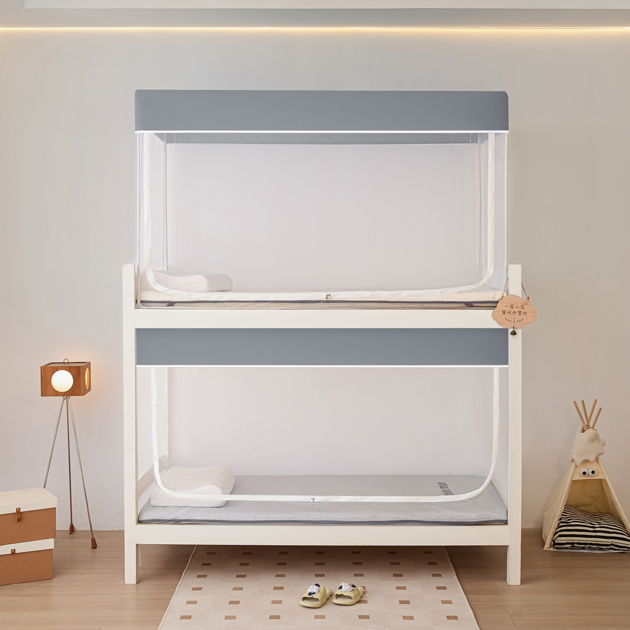 91家纺网 家纺一手货源 找家纺 世婕 2025新款简约纯色学生宿舍蚊帐 简约-梦幻灰