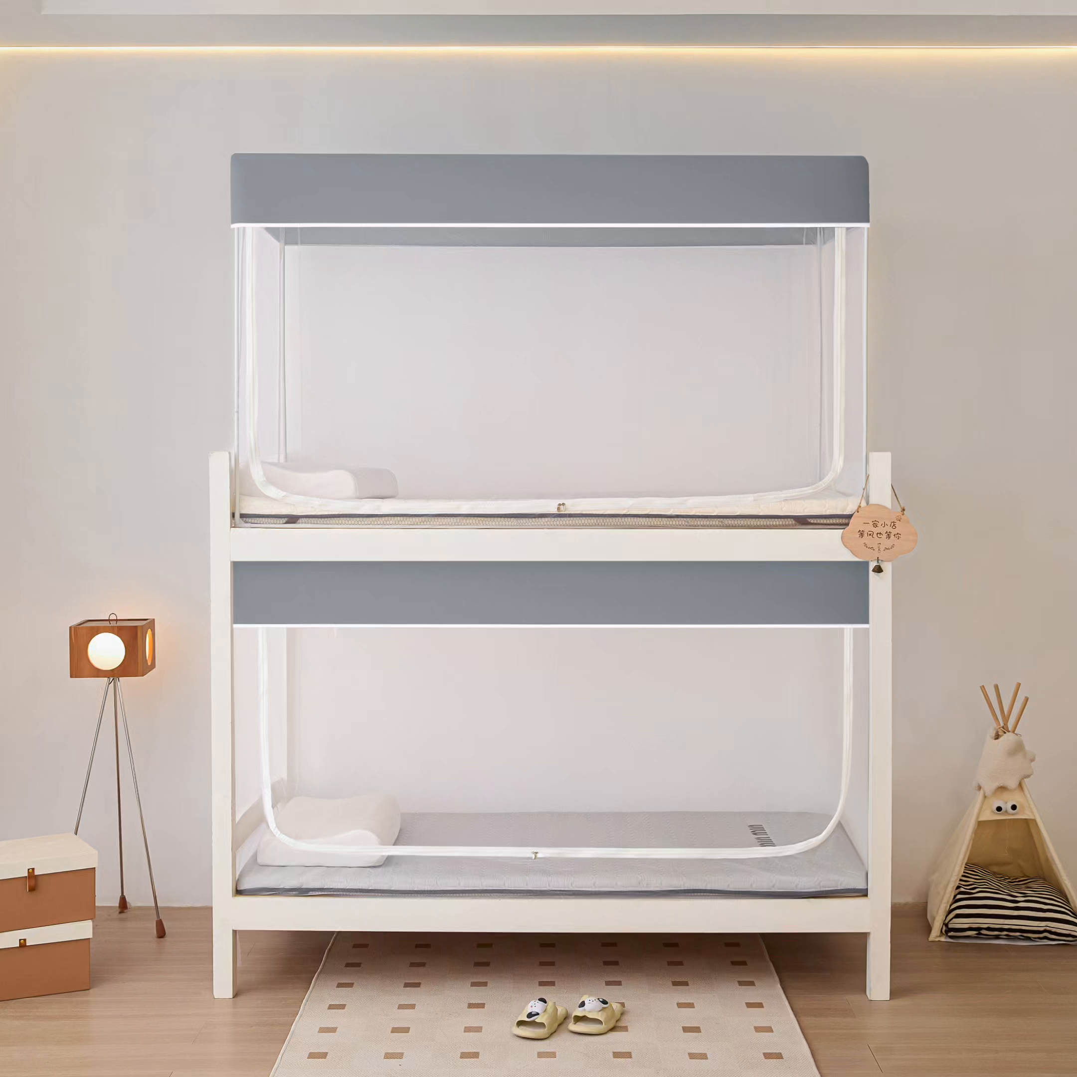 91家纺网 家纺一手货源 找家纺 世婕 2025新款简约纯色学生宿舍蚊帐 简约-梦幻灰