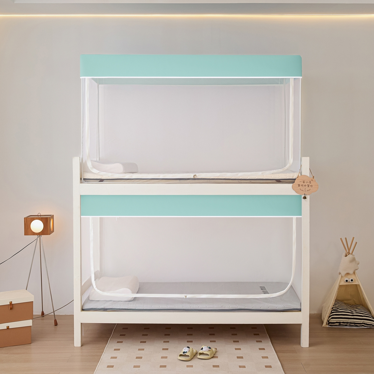 91家纺网 家纺一手货源 找家纺 世婕 2025新款简约纯色学生宿舍蚊帐 简约-梦幻绿