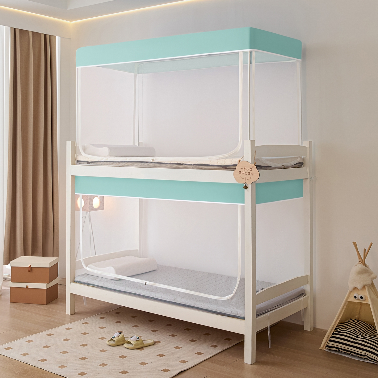 91家纺网 家纺一手货源 找家纺 世婕 2025新款简约纯色学生宿舍蚊帐 简约-梦幻绿