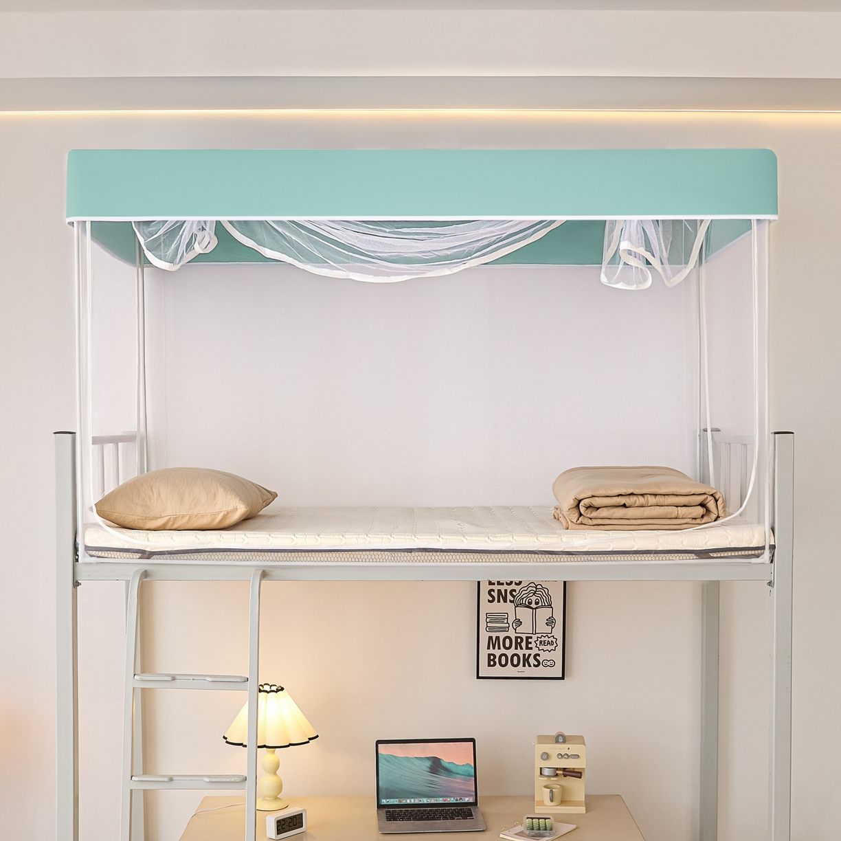 91家纺网 家纺一手货源 找家纺 世婕 2025新款简约纯色学生宿舍蚊帐 简约-梦幻绿